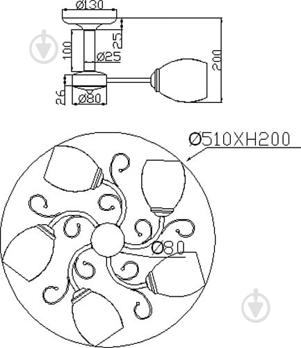 Люстра потолочная Accento lighting Gemini 5xE27 античная латунь ALG-73877/5 - фото 5