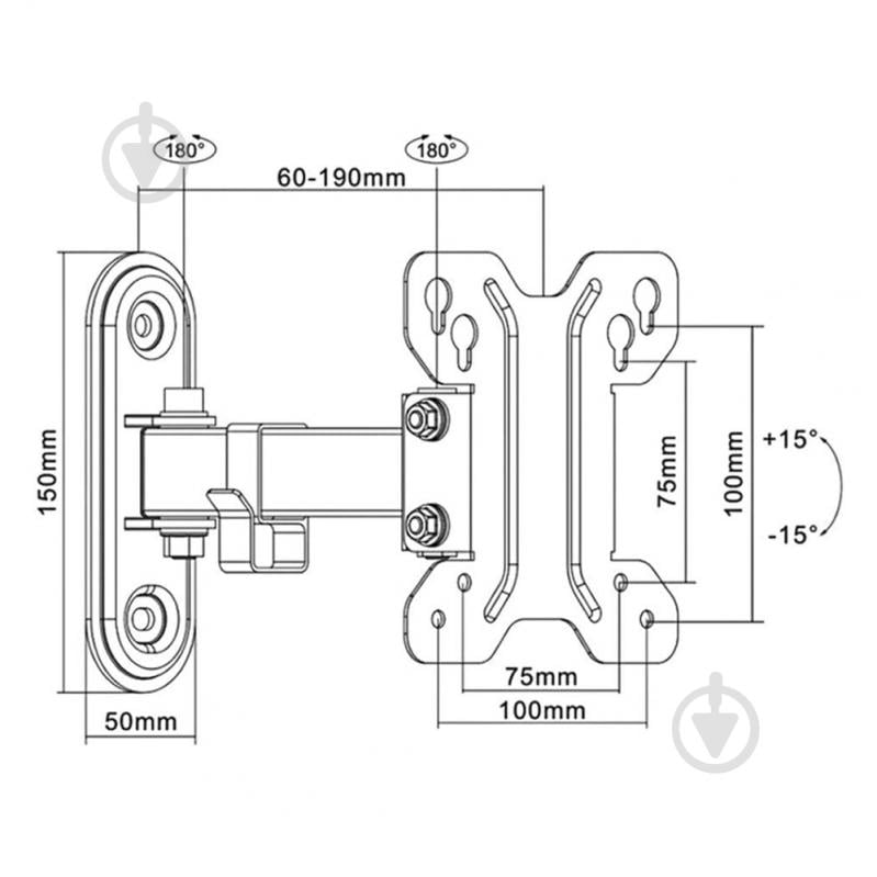 Кріплення для телевізора ITECHmount BZ11-12 поворотні 13"-27" чорний - фото 4