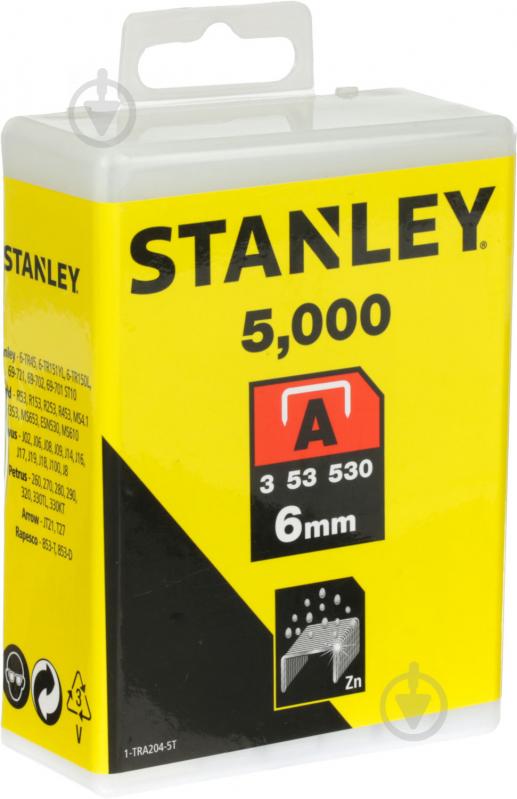 Скобы для ручного степлера Stanley 6 мм тип 53 (А) 5000 шт. 1-TRA204-5T - фото 2