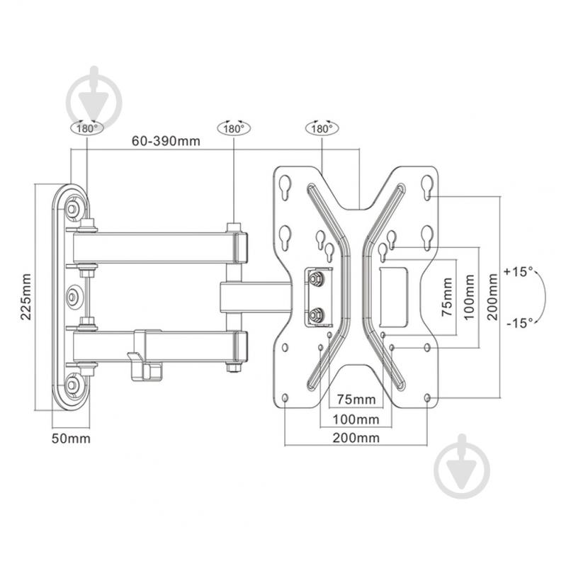 Кронштейн настінний ITECHmount BZ11-23 поворотно-похилі 13"-42" чорний - фото 6
