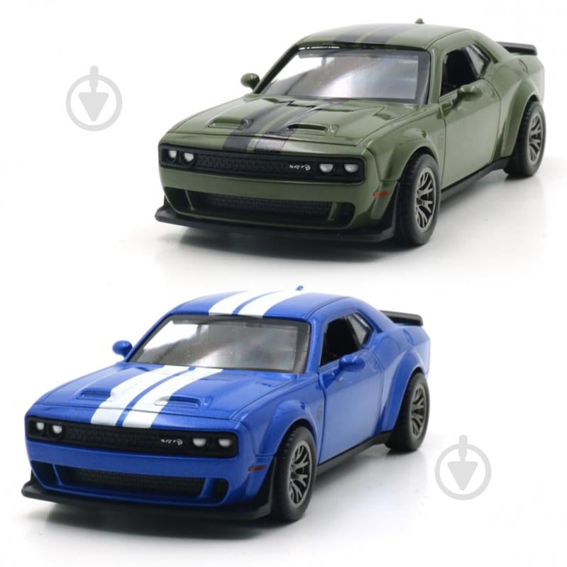 Автомодель TechnoDrive 1:44 Dodge Challenger SRT Jailbreak 2022 blue/green 250949 - фото 1