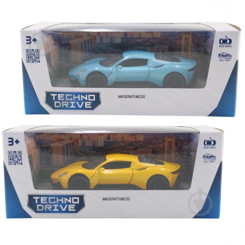 Автомодель TechnoDrive 1:41 Maserati MC20 yellow/blue 250950 - фото 5