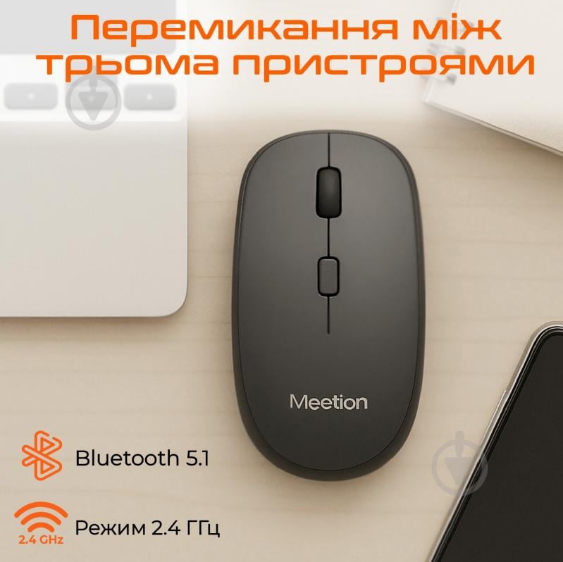 Мышка беспроводная Meetion BTM100 black (MT-BTM100-A) - фото 4 Мышка беспроводная Meetion BTM100 black (MT-BTM100-A) - фото 4