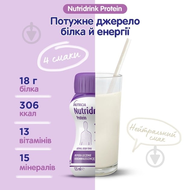 Энтеральное питание Nutricia с нейтральным вкусом и высоким содержанием белка и энергии 4 шт х 125 мл (8716900576225) - фото 2