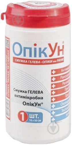 Полоски гелевые антимикробные ОпікУн для опіків та відкритих ран 1 шт. - фото 1