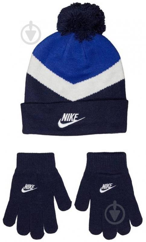 Комплект шапка+рукавички Nike Nsw Blocked Beanie & Glove 8A2890-U89 р.one size синій - фото 1