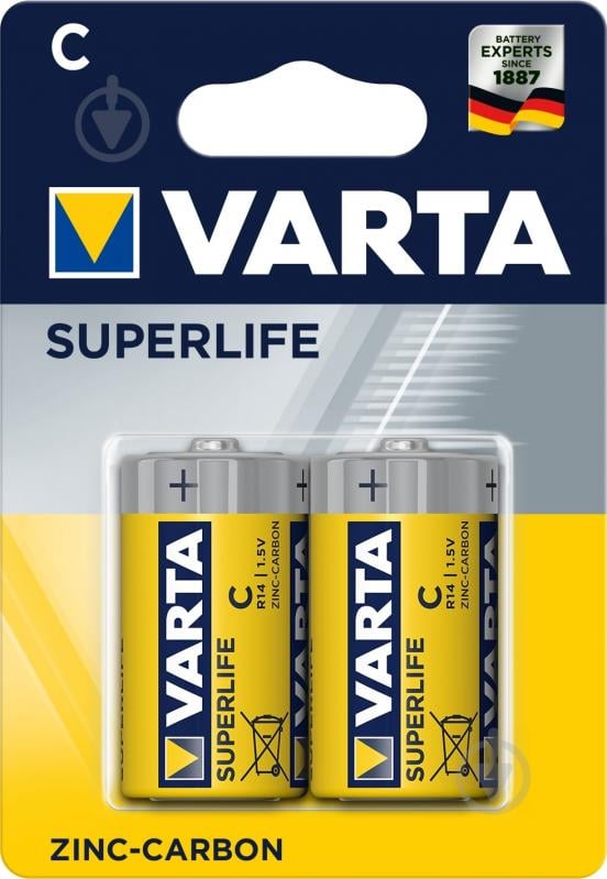 Батарейка Varta Superlife C (R14, 343) 2 шт. (02014101412) - фото 1