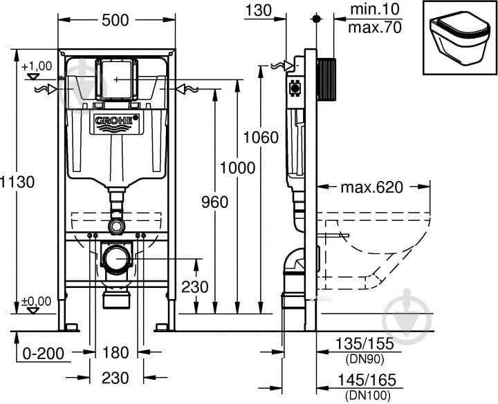 Система інсталяції Grohe Rapid SL 38772001 + Libra Rimless 13-41-160 + Soft Close 13-11-162 - фото 4