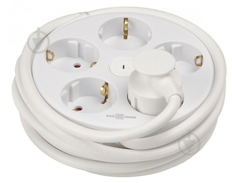 Удлинитель ECOНОМЕ Ornat круглый с заземлением 5 гн. белый 5 м ECO019001014 - фото 1 Удлинитель ECOНОМЕ Ornat круглый с заземлением 5 гн. белый 5 м ECO019001014 - фото 1
