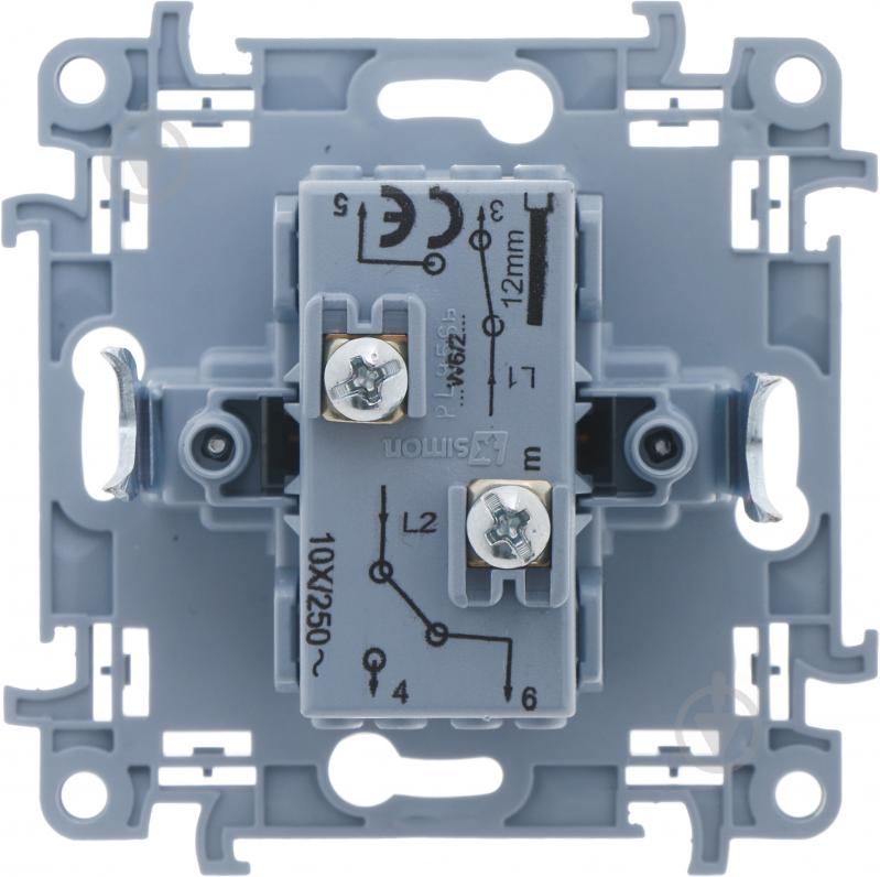Выключатель проходной двухклавишный Simon 10 без подсветки белый CW6/2.01/11 - фото 4