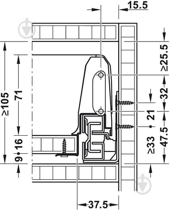 Метабокс Hafele 552.56.792 Matrix Box S до 35 кг 84х350 мм з доводчиком білий - фото 5