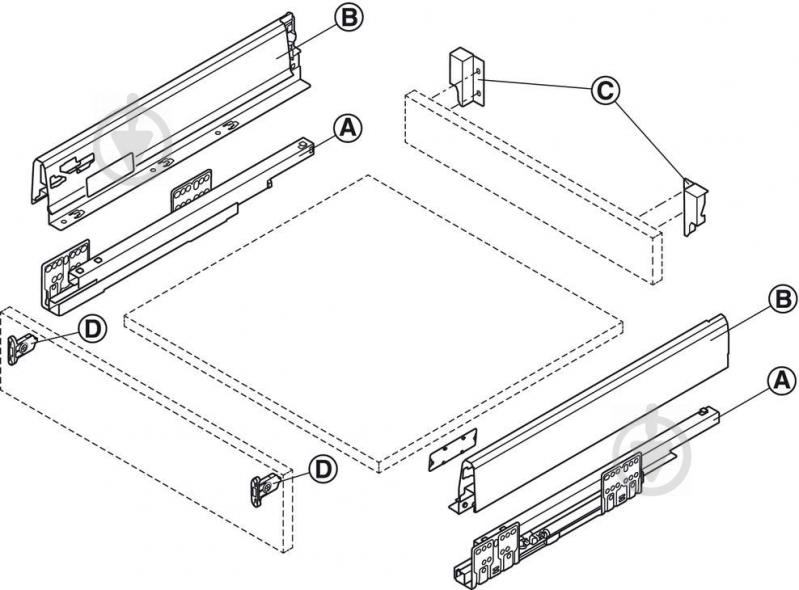 Метабокс Hafele 552.56.794 Matrix Box S до 35 кг 84х450 мм з доводчиком білий - фото 3