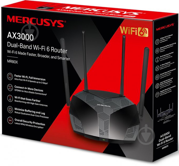 Маршрутизатор Mercusys 3000MBPS 4PORT MR80X - фото 4