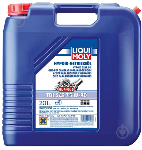 Мастило трансмісійне Liqui Moly HYPOID-GETRIEBEOIL GL4/GL5 TDL 75W-90 20 л(1408) - фото 1