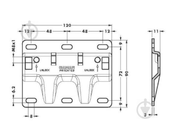 Планка монтажна для шаф 120x90 мм Hafele 290.40.992 - фото 2