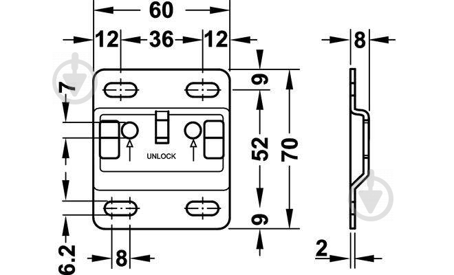 Планка монтажная для шкафов 60х70 мм Hafele 290.40.990 - фото 3