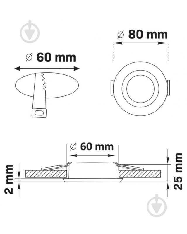 Світильник вбудовуваний (Downlight) Goldlux FEBE 8 Вт GU10 чорний 323323 - фото 3