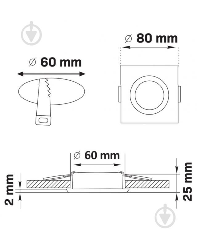 Світильник вбудовуваний (Downlight) Goldlux FEBE 8 Вт GU10 чорний 323361 - фото 3