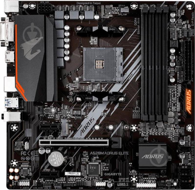 Материнская плата Gigabyte A520M AORUS ELITE (Socket AM4, AMD A520, mirco ATX) - фото 1