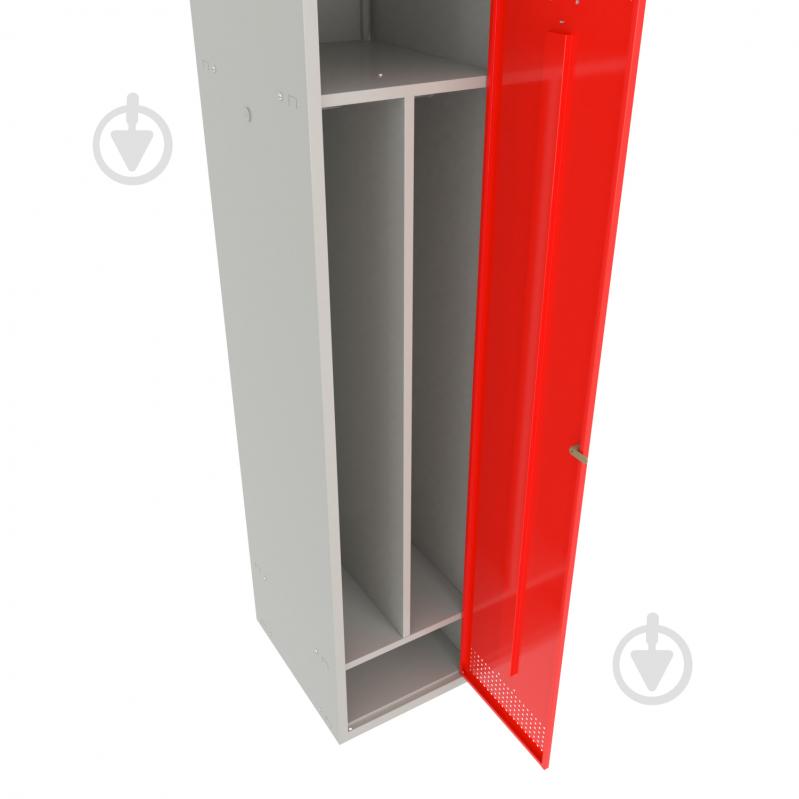 Шафа для одягу (локери) Меткас 400/1-1D 1800х400х500 мм стінки 7038RAL(сірий) фасади 3020RAL(червоний) - фото 2