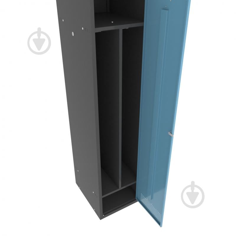 Шкаф для одежды (локеры) Меткас 400/1-1D 1800х400х500 мм стенки 9005RAL(антрацит) фасады 5024RAL(голубой) - фото 2