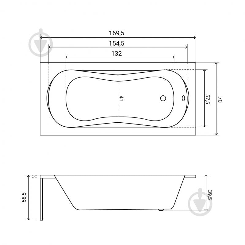 Ванна акриловая Helmken Edelva 23094005 169,5х70 см - фото 2 Ванна акриловая Helmken Edelva 23094005 169,5х70 см - фото 2