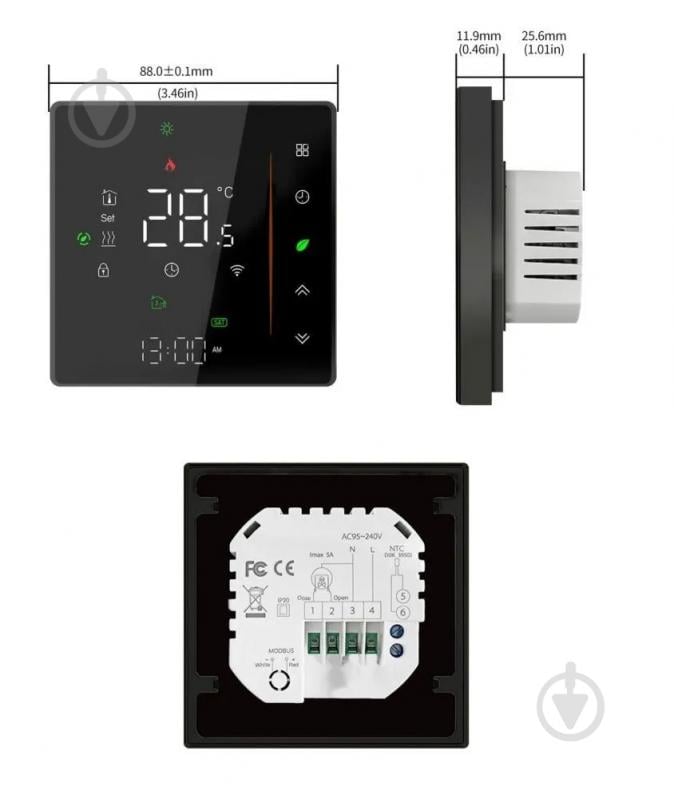 Терморегулятор Heat Plus BHT-300-W WIFI черный - фото 3 Терморегулятор Heat Plus BHT-300-W WIFI черный - фото 3