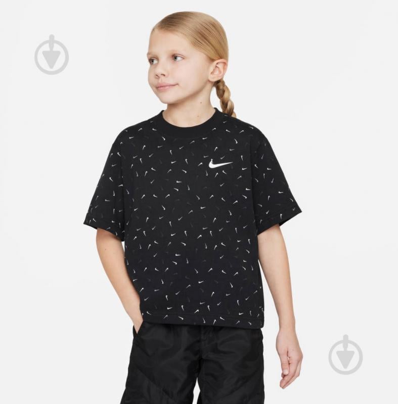 Футболка Nike G NK NSW TEE BOXY SWOOSH AOP FD5366-010 р.L чорний - фото 1