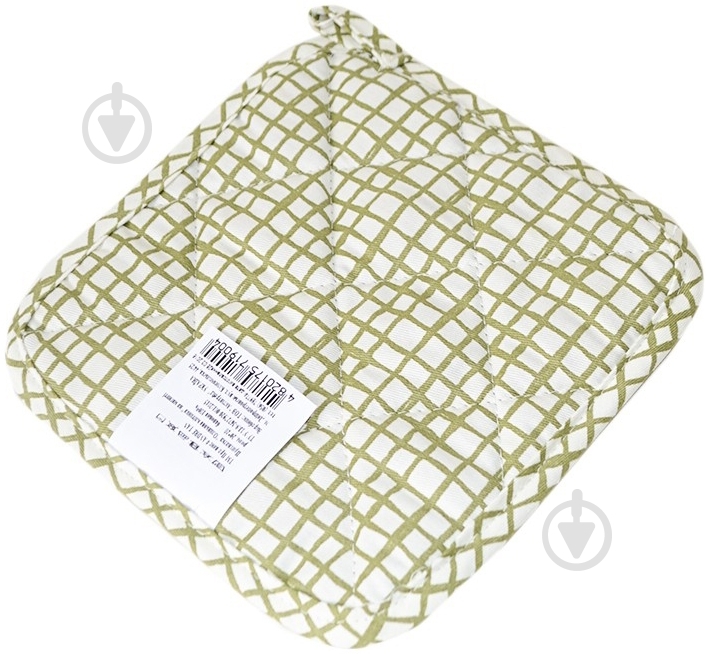 Прихватка Оливковая клетка 20x20 см оливковый Прованс - фото 2