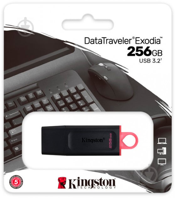 Флеш-пам'ять USB Kingston DataTraveler Exodia 256 ГБ USB 3.2 black (DTX/256GB) - фото 8