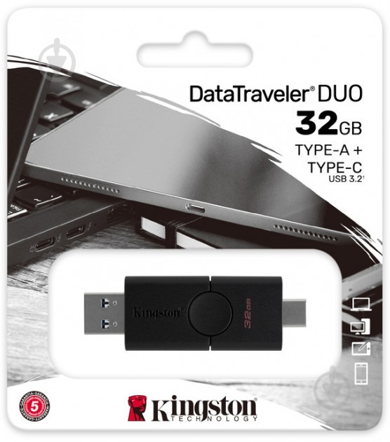 Флеш-пам'ять USB Kingston 32 ГБ USB 3.2 USB Type-C black (DTDE/32GB) - фото 12