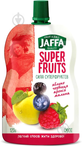 Смузі Jaffa Super Fruits з перетертих яблук, чорниці, чорноплідної горобини та малини 120 г - фото 1