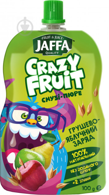 Пюре Jaffa Десерт фруктовий Crazy Fruit з груш та яблук перетертих зі злаками 100 г - фото 1