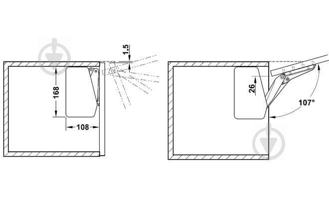 Подъемный механизм фасада Hafele Free Flap 1.7 модель А 372.91.406 механический с доводчиком - фото 3