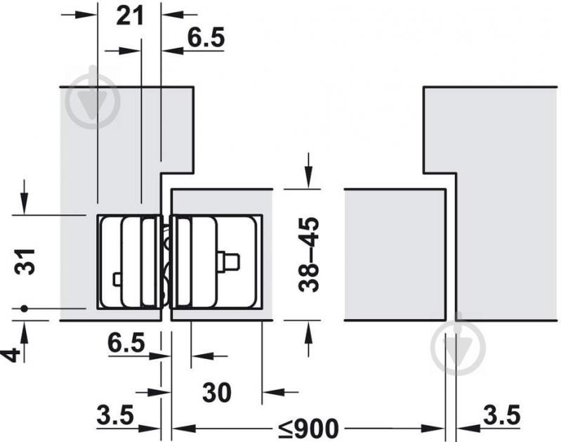 Петля Hafele 927.91.344 K8000 HD 180° 120x120x79x20,5 мм матовый хром универсальная 1 шт. - фото 3