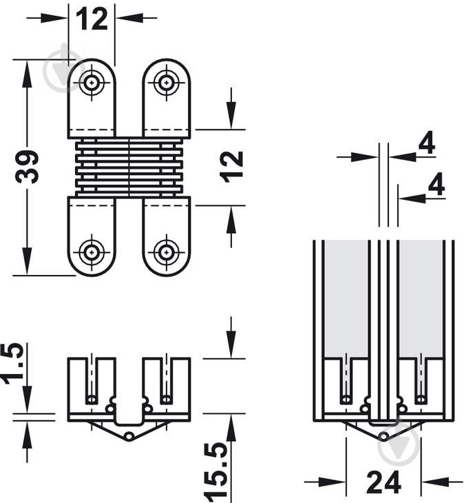 Петля мебельная скрытая VICI 12х39 мм шарнирная 341.05.500 Hafele - фото 2