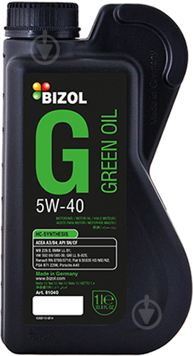 Моторне мастило Bizol Green Oil 5W-40 1 л (B81040) - фото 1