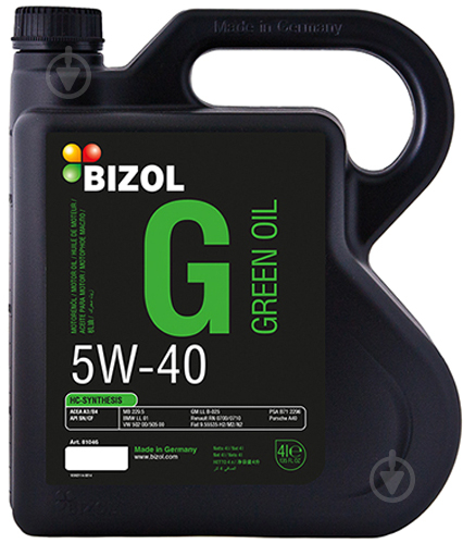 Моторне мастило Bizol Green Oil 5W-40 4 л (B81046) - фото 1