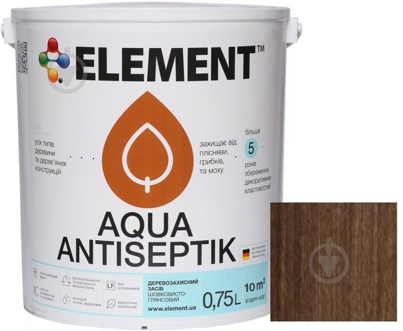 Лазурь-антисептик Element Aqua палисандр шелковистый глянец 0,75 л - фото 2