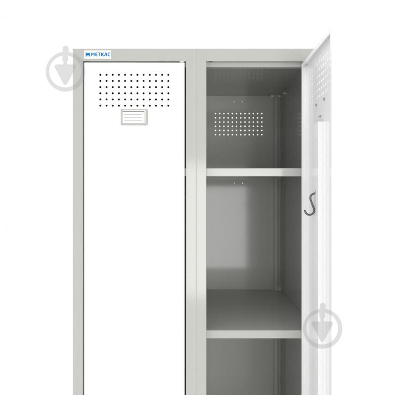 Шафа для одягу (локери) Меткас подвійна 300/2-2U,1800х600х500 мм, стінки 7038RAL(сірий), фасади 9780RAL(білий) - фото 2