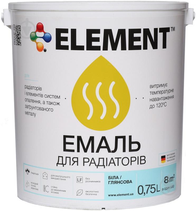 Эмаль Element акриловая для радиаторов белый глянец 0,75 л - фото 1