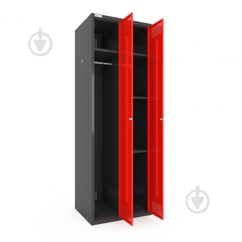 Шкаф для одежды (локеры) Меткас двойная 300/2-2U,1800х600х500 мм, стенки 9005RAL(антрацит), фасады 3020RAL(красный) - фото 1 Шкаф для одежды (локеры) Меткас двойная 300/2-2U,1800х600х500 мм, стенки 9005RAL(антрацит), фасады 3020RAL(красный) - фото 1