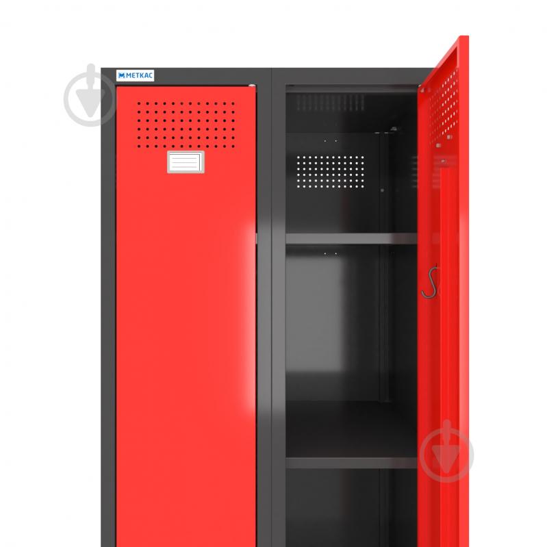 Шкаф для одежды (локеры) Меткас двойная 300/2-2U,1800х600х500 мм, стенки 9005RAL(антрацит), фасады 3020RAL(красный) - фото 2 Шкаф для одежды (локеры) Меткас двойная 300/2-2U,1800х600х500 мм, стенки 9005RAL(антрацит), фасады 3020RAL(красный) - фото 2