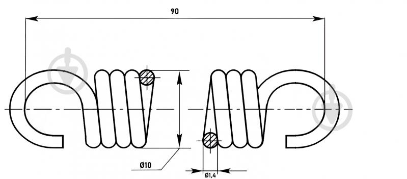 Пружина растяжения 1,4х10x90 мм 2 шт. - фото 2