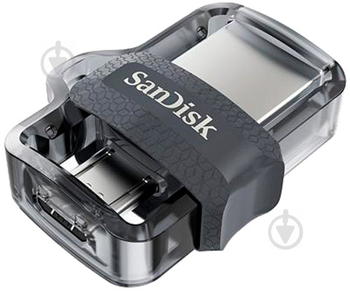 Флеш-память USB SanDisk 64 ГБ USB 3.0 / microUSB (OTG) grey (SDDD3-064G-G46) - фото 4