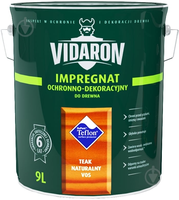 Импрегнат Vidaron защитно-декоративный тик натуральный V05 мат 9 л - фото 1 Импрегнат Vidaron защитно-декоративный тик натуральный V05 мат 9 л - фото 1