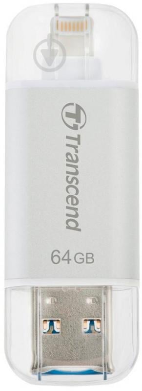 Флеш-пам'ять USB Transcend 64 ГБ LightningUSB 3.1 grey (TS64GJDG300S) - фото 1