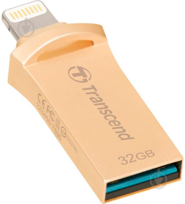 Флеш-пам'ять USB Transcend 32 ГБ LightningUSB 3.1 gold (TS32GJDG500G) - фото 3