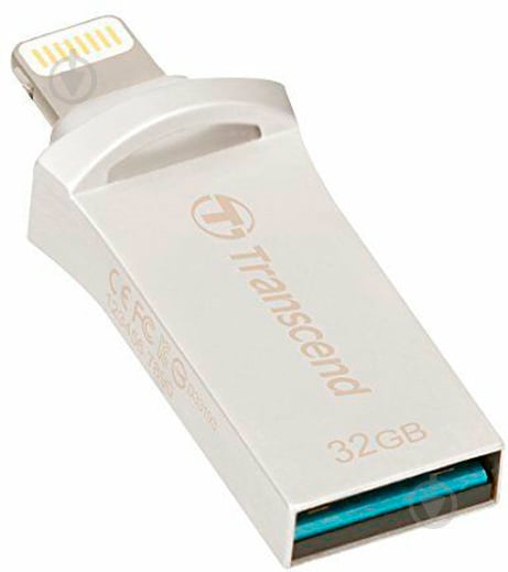 Флеш-память USB Transcend 32 ГБ LightningUSB 3.1 silver (TS32GJDG500S) - фото 4