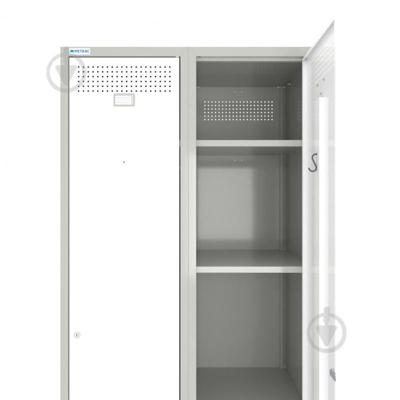 Шкаф для одежды (локеры) Меткас двойная 400/2-2U 1800х800х500 мм стенки 7038RAL (серый), фасады 9780RAL (белый) - фото 2